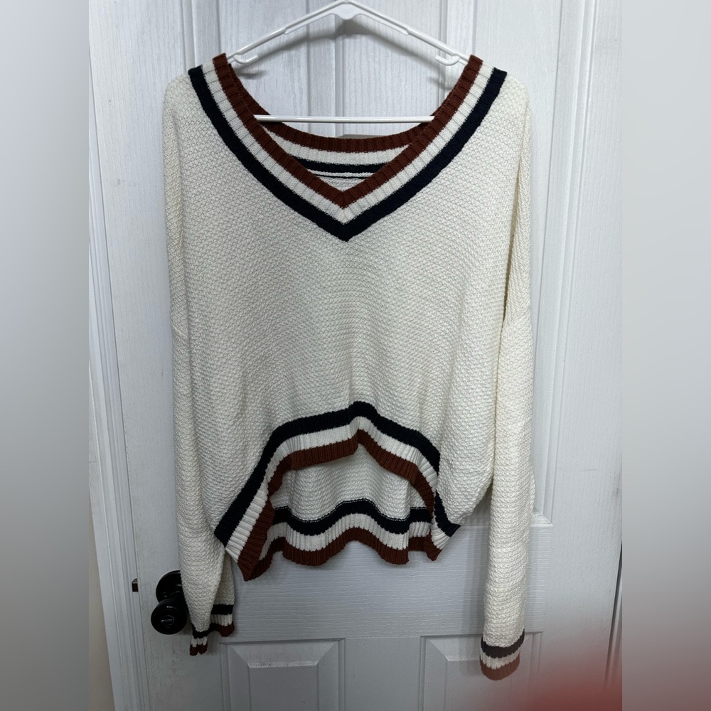 White Cropped American Eagle Sweater
